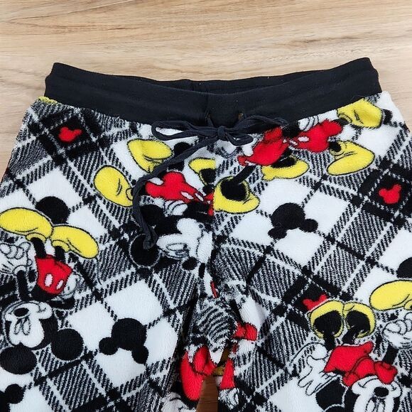 🧚‍♂️Disney Black & White Mickey & Minnie Print Fleece Pajama Pants Small - Picture 5 of 8